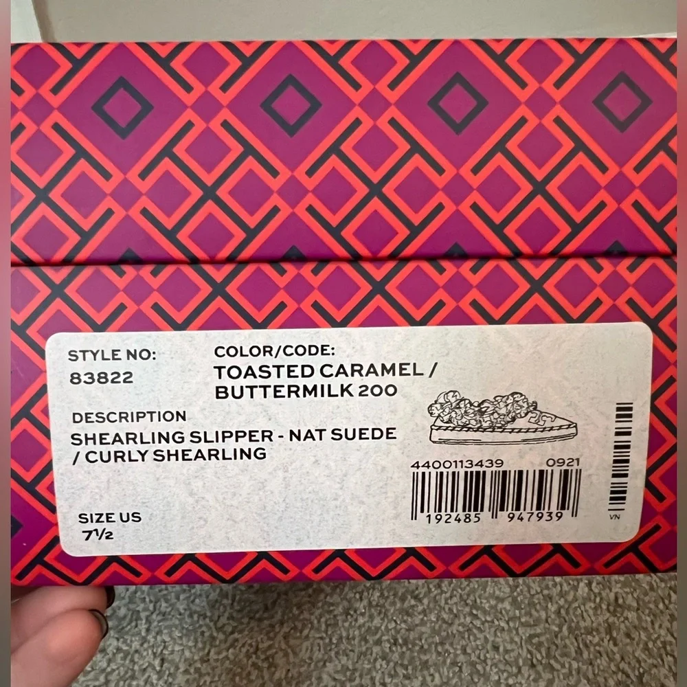 Tory Burch Suede Shearling Logo Loafer Slippers - Picture 6 of 7